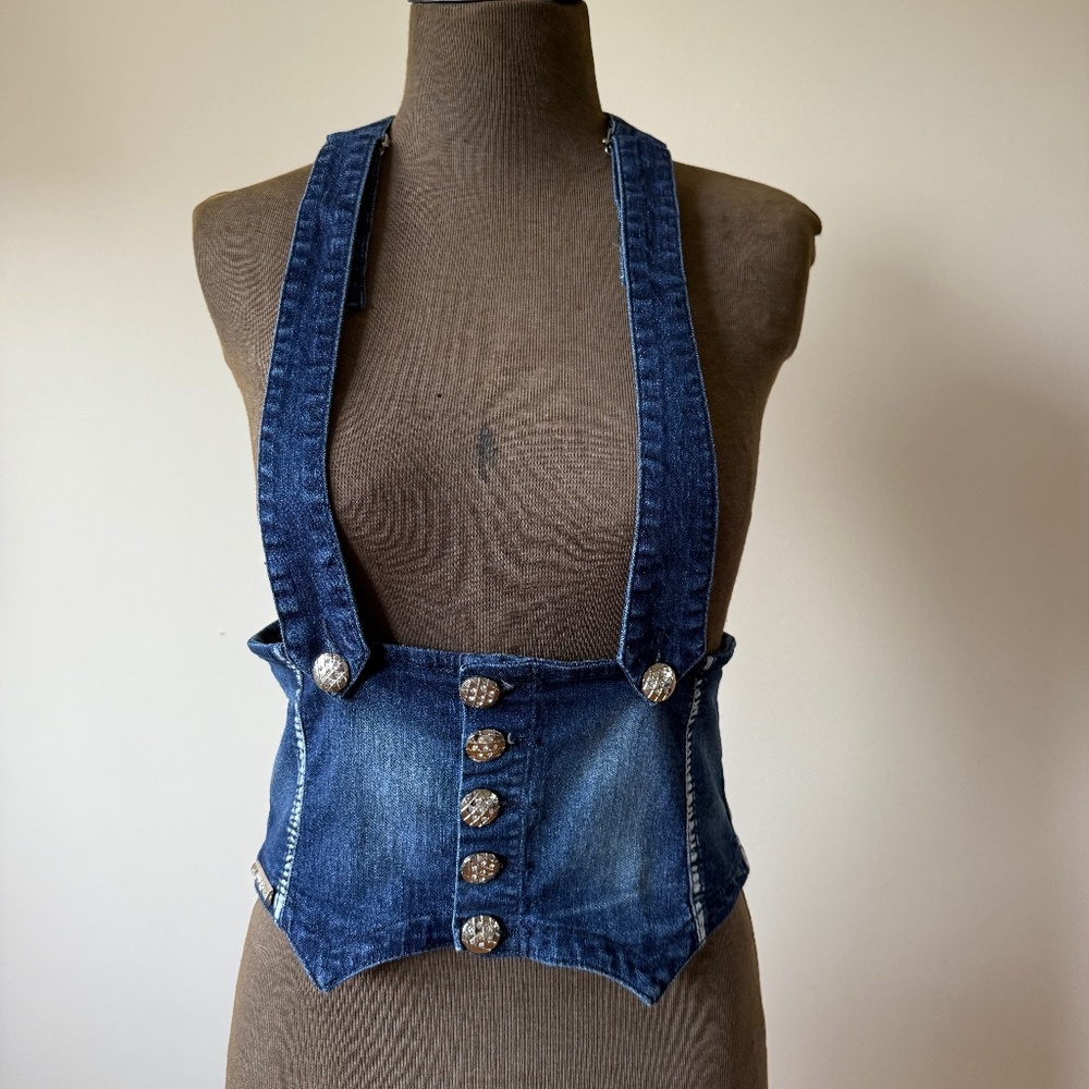 Fabulous CHNT Vintage Y2K Unique Denim Corset Vest Top